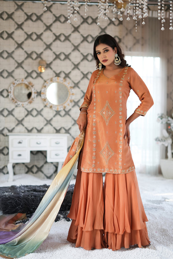 Brown Sharara Set