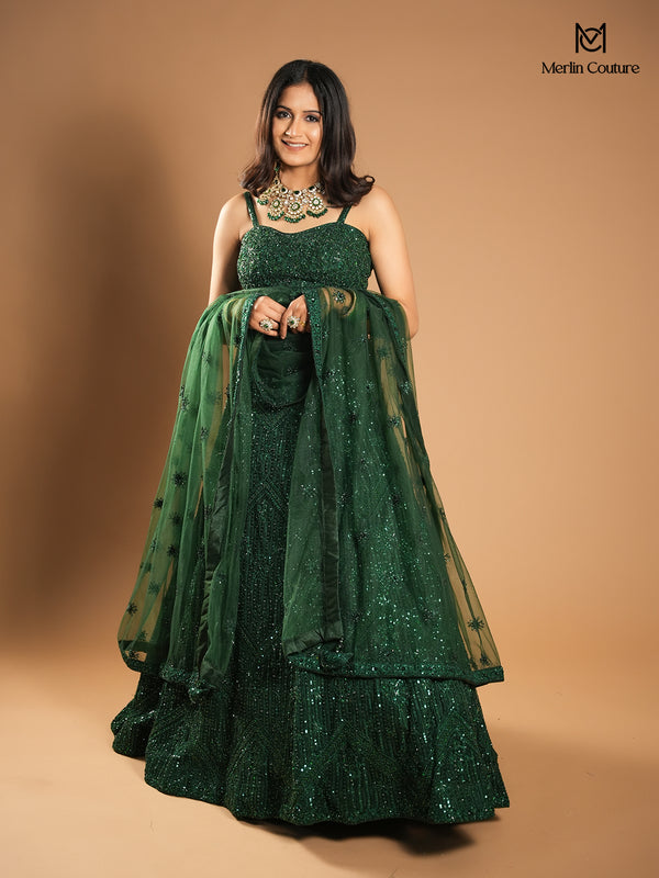 Emerald Green Lehenga Set